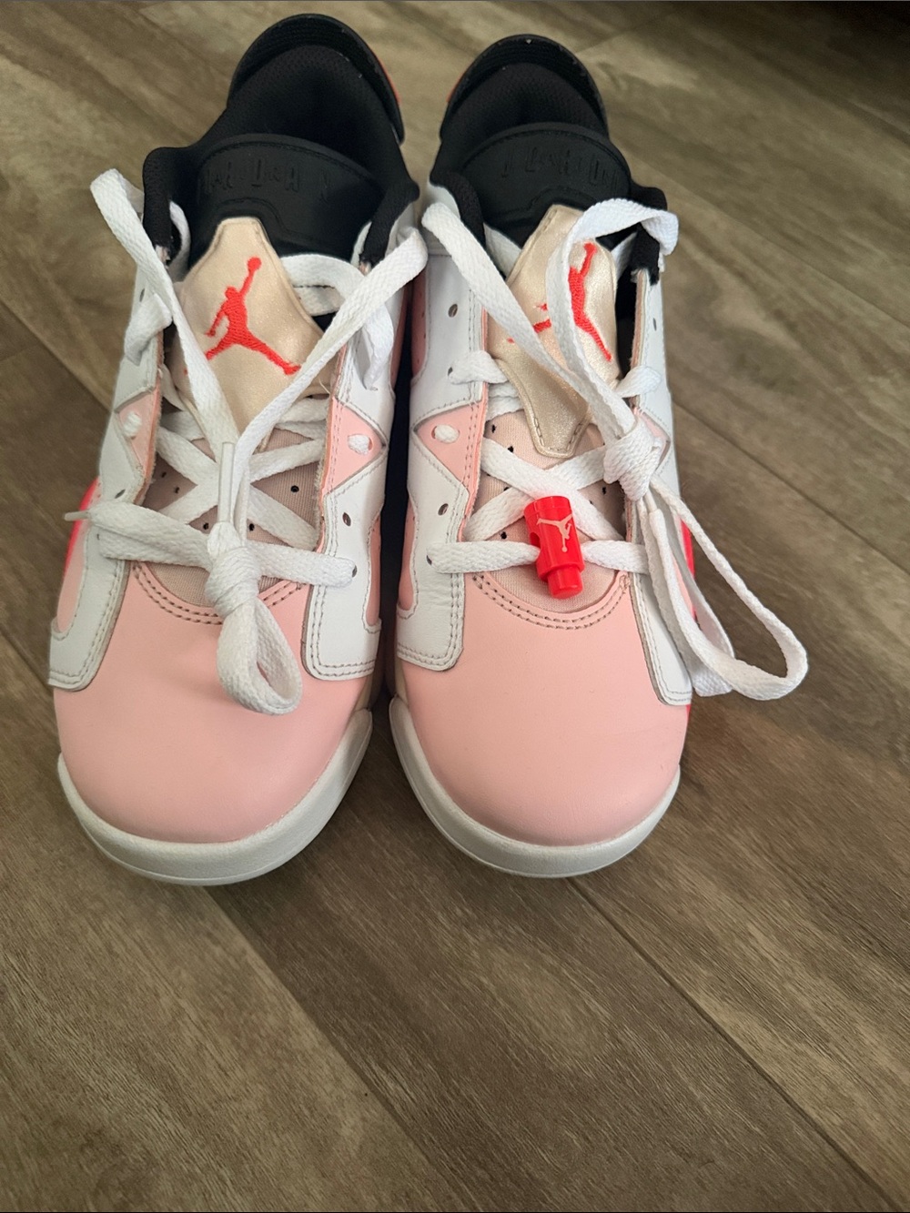 Jordan low top  Pink, White & Coral Sneakers 7Y fits women’s size 7.5 - Picture 2 of 6